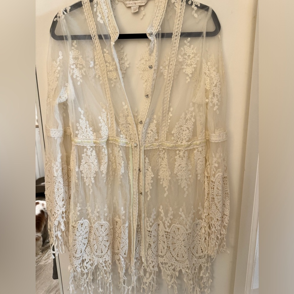 Boston Proper embroidered duster